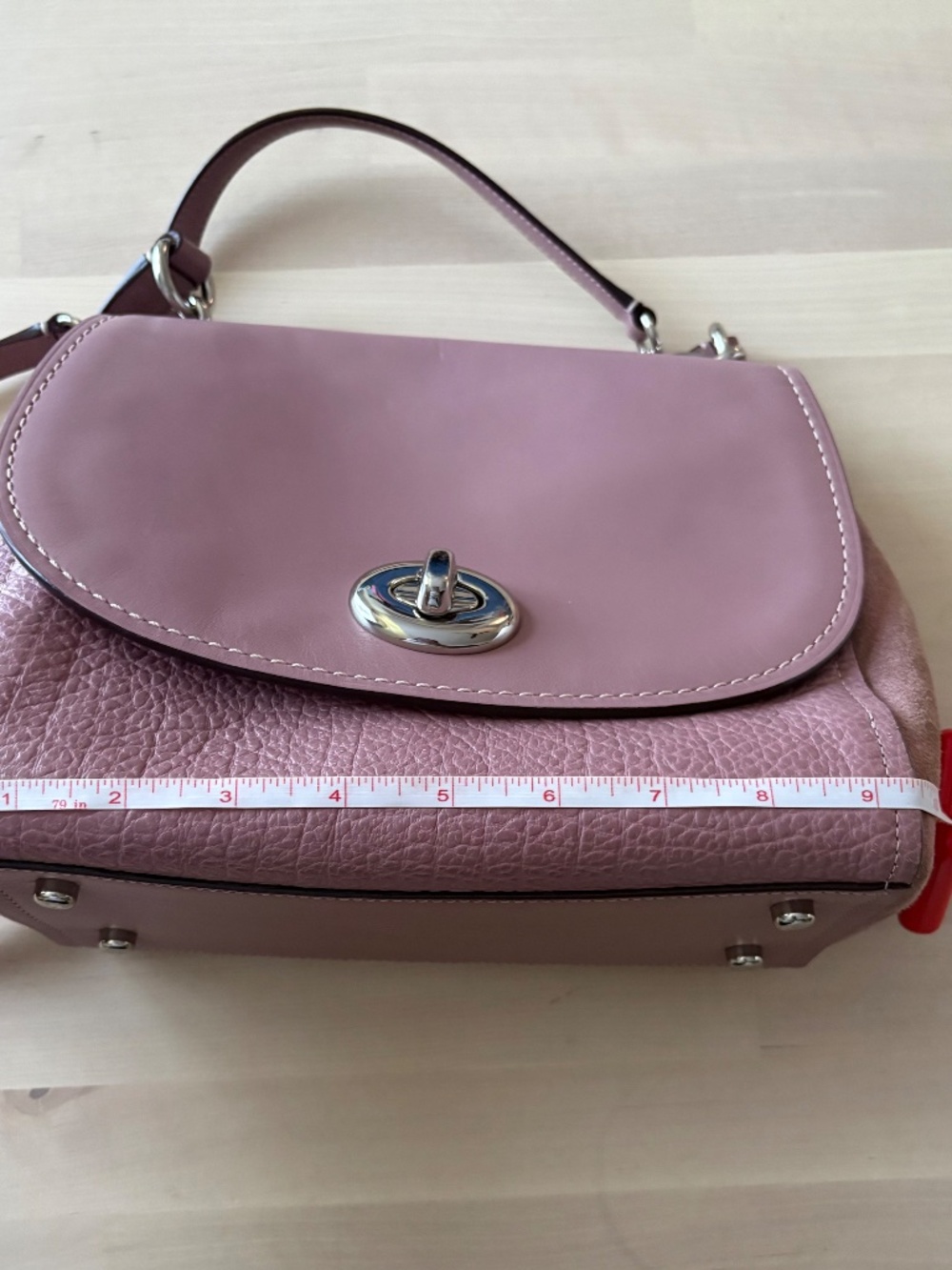 Coach Carrie Convertible Shoulder Bag-Lilac/ Blossom Pebbled Leather - Picture 7 of 8